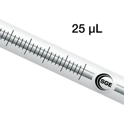 Manual syringe 25 µL fixed needle with 5 cm 0.5 mm OD bevel tipped needle